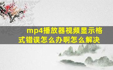 mp4播放器视频显示格式错误怎么办啊怎么解决