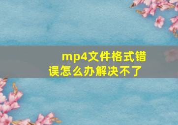 mp4文件格式错误怎么办解决不了