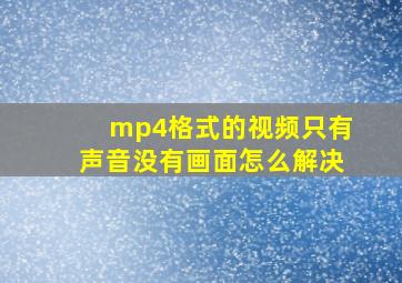 mp4格式的视频只有声音没有画面怎么解决