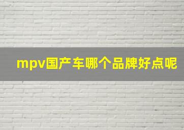 mpv国产车哪个品牌好点呢