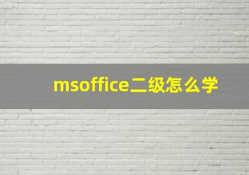 msoffice二级怎么学