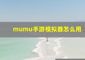 mumu手游模拟器怎么用