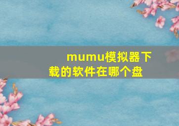 mumu模拟器下载的软件在哪个盘