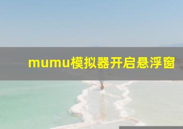 mumu模拟器开启悬浮窗