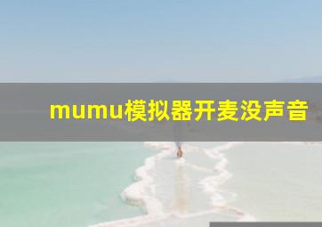 mumu模拟器开麦没声音