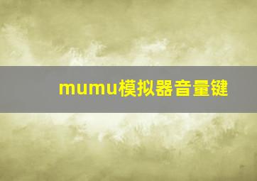 mumu模拟器音量键