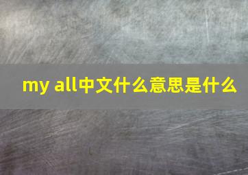 my all中文什么意思是什么