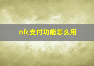 nfc支付功能怎么用