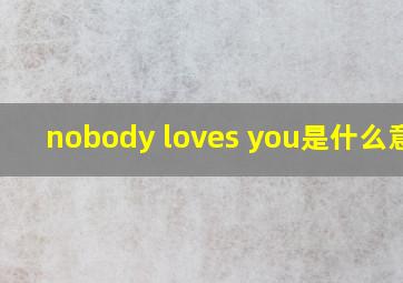 nobody loves you是什么意思