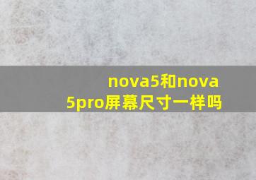 nova5和nova5pro屏幕尺寸一样吗