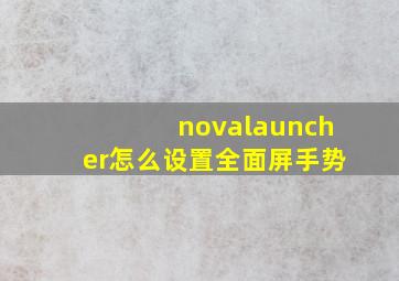 novalauncher怎么设置全面屏手势