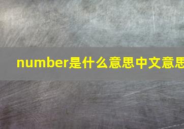 number是什么意思中文意思