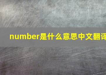 number是什么意思中文翻译