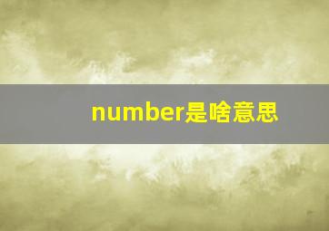 number是啥意思