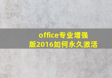 office专业增强版2016如何永久激活