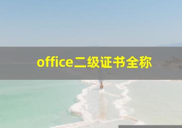 office二级证书全称