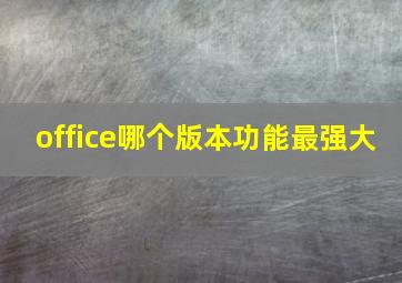 office哪个版本功能最强大