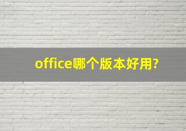 office哪个版本好用?