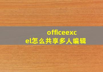 officeexcel怎么共享多人编辑