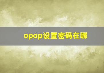 opop设置密码在哪