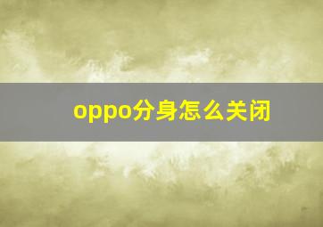 oppo分身怎么关闭