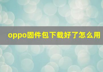 oppo固件包下载好了怎么用