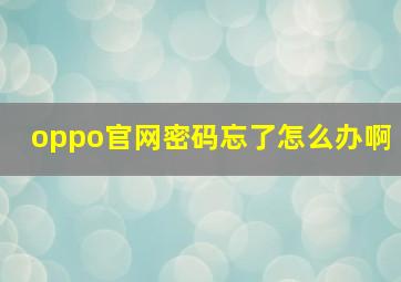 oppo官网密码忘了怎么办啊