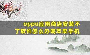 oppo应用商店安装不了软件怎么办呢苹果手机