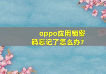 oppo应用锁密码忘记了怎么办?