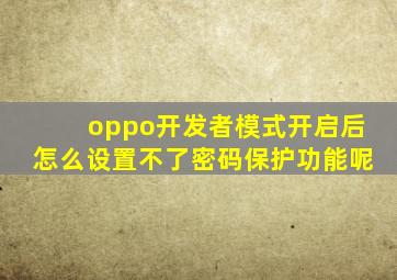 oppo开发者模式开启后怎么设置不了密码保护功能呢