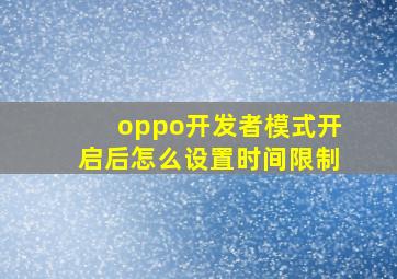 oppo开发者模式开启后怎么设置时间限制