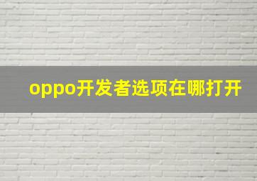 oppo开发者选项在哪打开