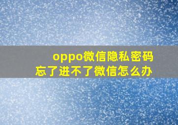 oppo微信隐私密码忘了进不了微信怎么办