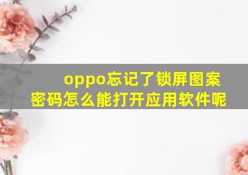 oppo忘记了锁屏图案密码怎么能打开应用软件呢