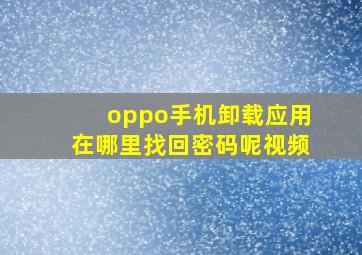 oppo手机卸载应用在哪里找回密码呢视频