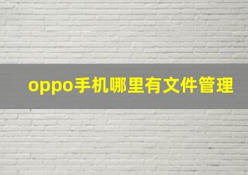 oppo手机哪里有文件管理