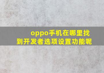 oppo手机在哪里找到开发者选项设置功能呢