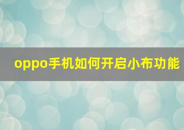 oppo手机如何开启小布功能