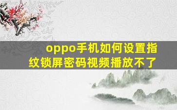 oppo手机如何设置指纹锁屏密码视频播放不了