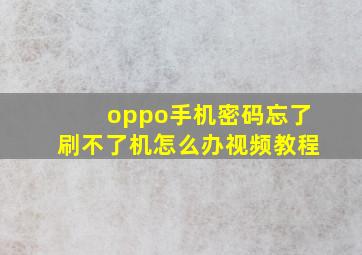 oppo手机密码忘了刷不了机怎么办视频教程