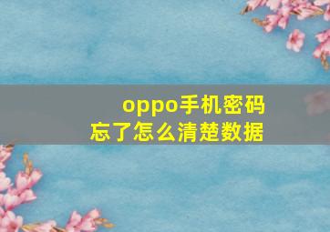 oppo手机密码忘了怎么清楚数据