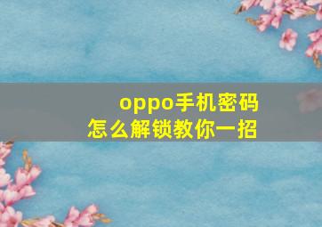 oppo手机密码怎么解锁教你一招