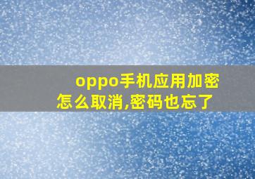 oppo手机应用加密怎么取消,密码也忘了