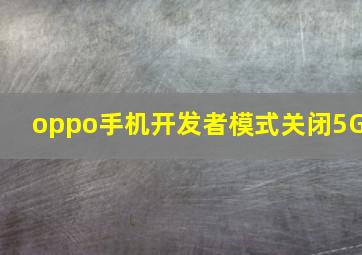 oppo手机开发者模式关闭5G