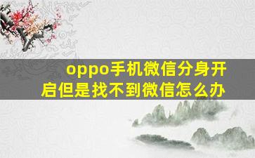 oppo手机微信分身开启但是找不到微信怎么办