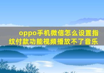 oppo手机微信怎么设置指纹付款功能视频播放不了音乐