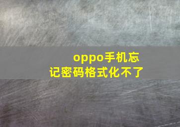 oppo手机忘记密码格式化不了