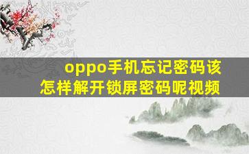 oppo手机忘记密码该怎样解开锁屏密码呢视频