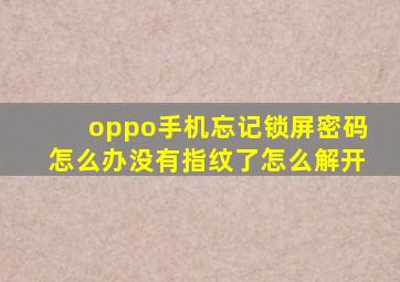 oppo手机忘记锁屏密码怎么办没有指纹了怎么解开