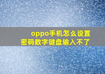 oppo手机怎么设置密码数字键盘输入不了